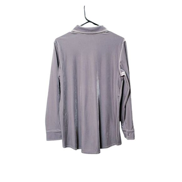SOFT SURROUNDINGS Velvet Button Up Long Sleeve Blouse Commared Top - Picture 7 of 8
